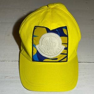 Moncler Yellow Cap with Blue Accents